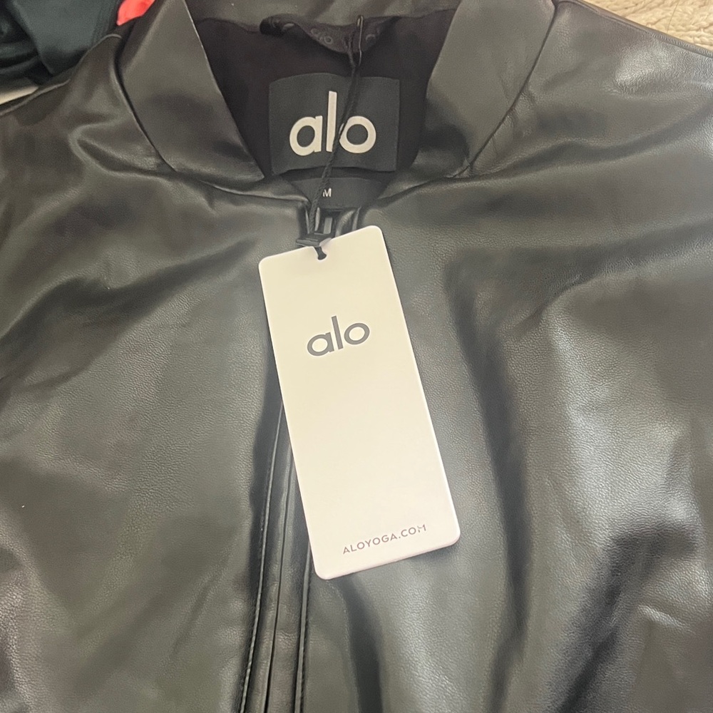 ALO Yoga Women's Dark Gray Faux Leather Jacket - Picture 7 of 10